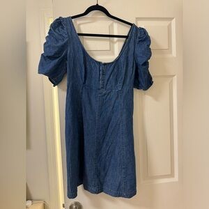 Free People Denim Dress with Puff Sleeves